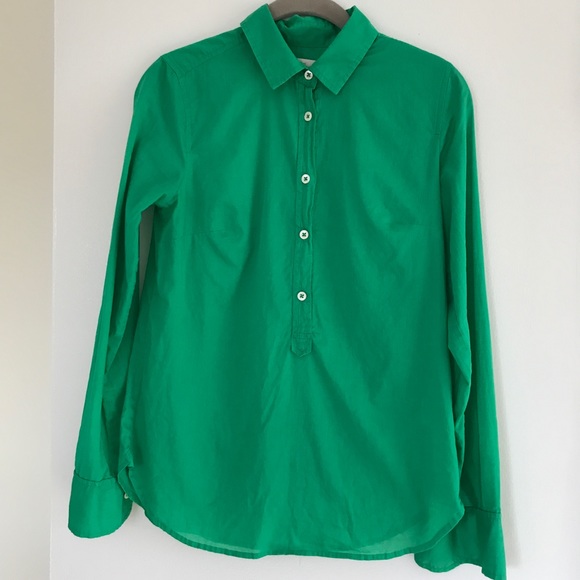 J. Crew Tops - *H*P* J. Crew Kelly Green Indian Voile Popover, 2